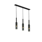 Suspension cylindrique en verre gris pour îlot de cuisine