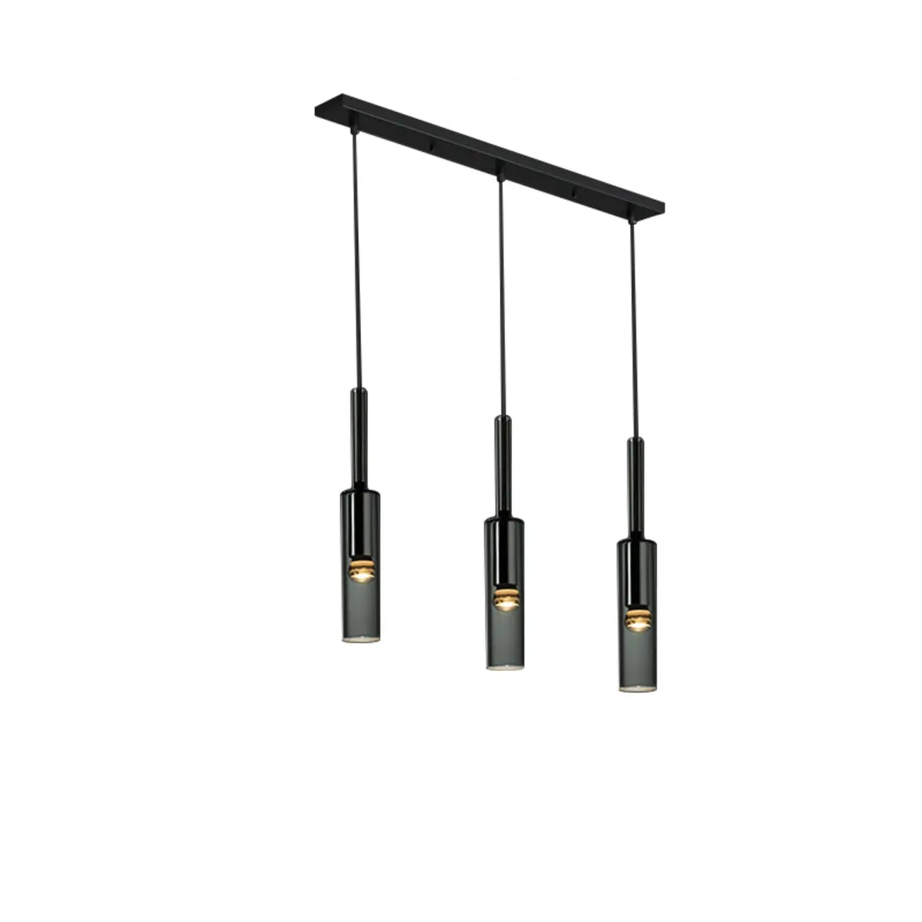 Suspension cylindrique en verre gris pour îlot de cuisine