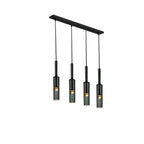 Suspension cylindrique en verre gris pour îlot de cuisine