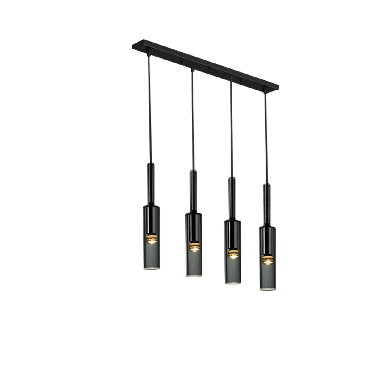 Suspension cylindrique en verre gris pour îlot de cuisine