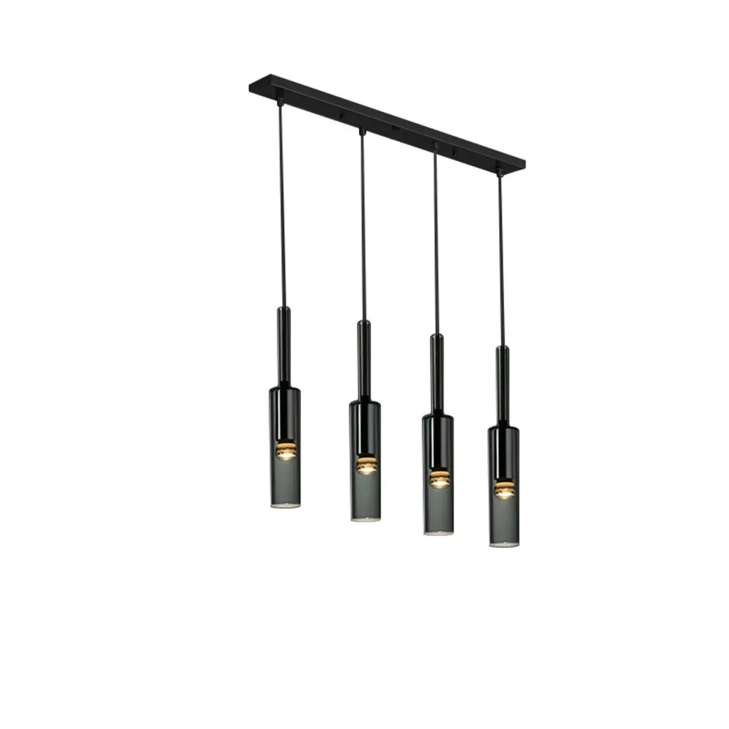 Suspension cylindrique en verre gris pour îlot de cuisine