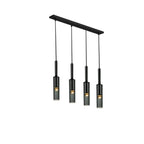 Suspension cylindrique en verre gris pour îlot de cuisine
