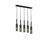 Suspension cylindrique en verre gris pour îlot de cuisine