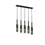 Suspension cylindrique en verre gris pour îlot de cuisine