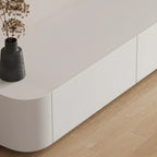 Meuble TV minimaliste en bois blanc avec gestion des câbles optimisée