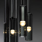 Suspension cylindrique en verre gris pour îlot de cuisine