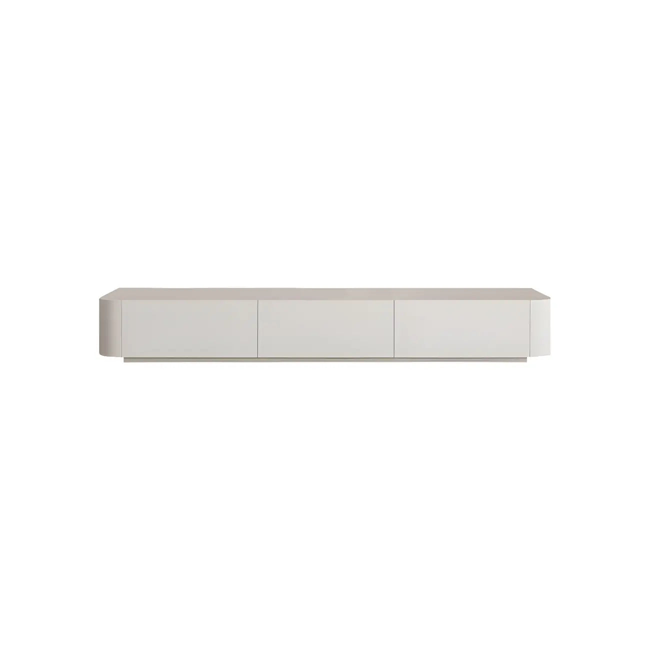 Meuble TV minimaliste en bois blanc avec gestion des câbles optimisée