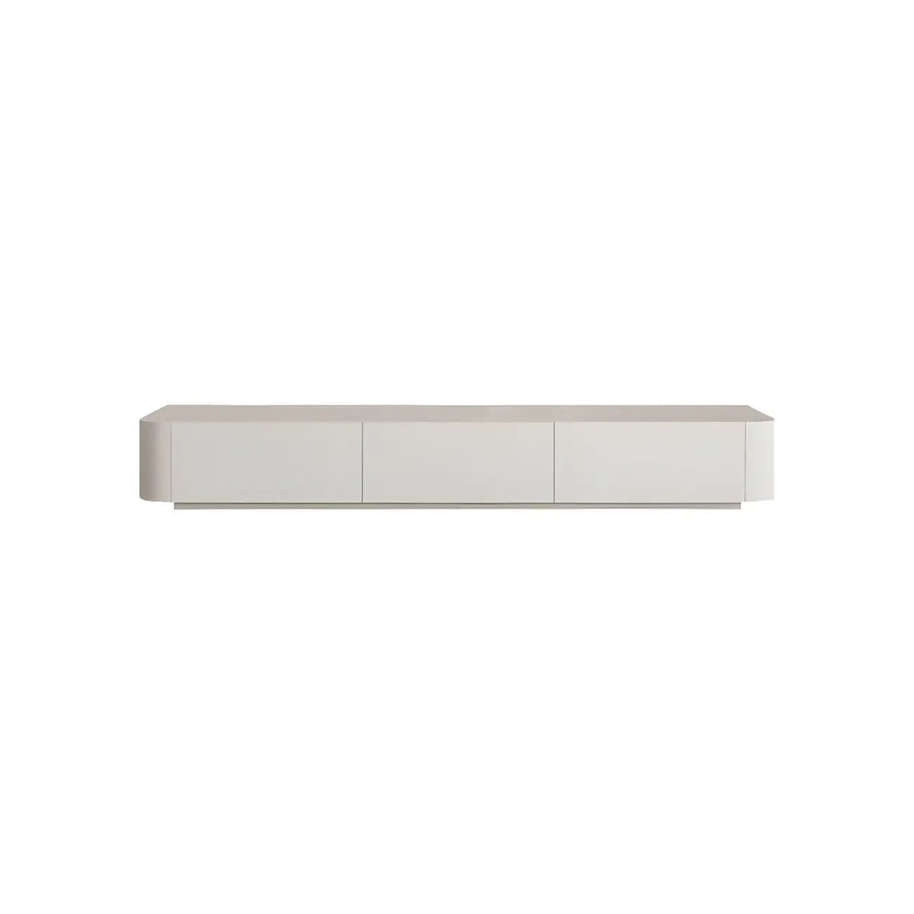 Meuble TV minimaliste en bois blanc avec gestion des câbles optimisée