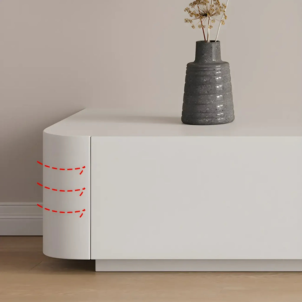 Meuble TV minimaliste en bois blanc avec gestion des câbles optimisée