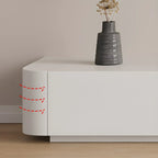 Meuble TV minimaliste en bois blanc avec gestion des câbles optimisée