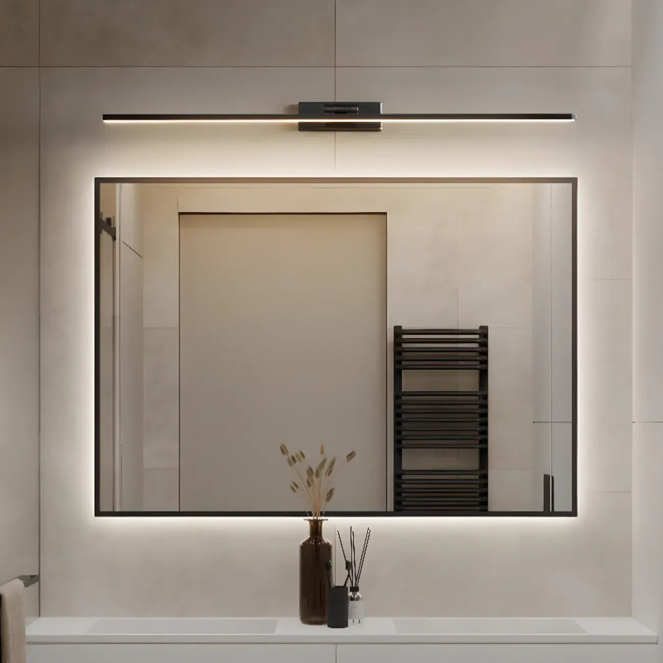 Applique murale linéaire moderne pour salle de bain avec variateur à trois niveaux