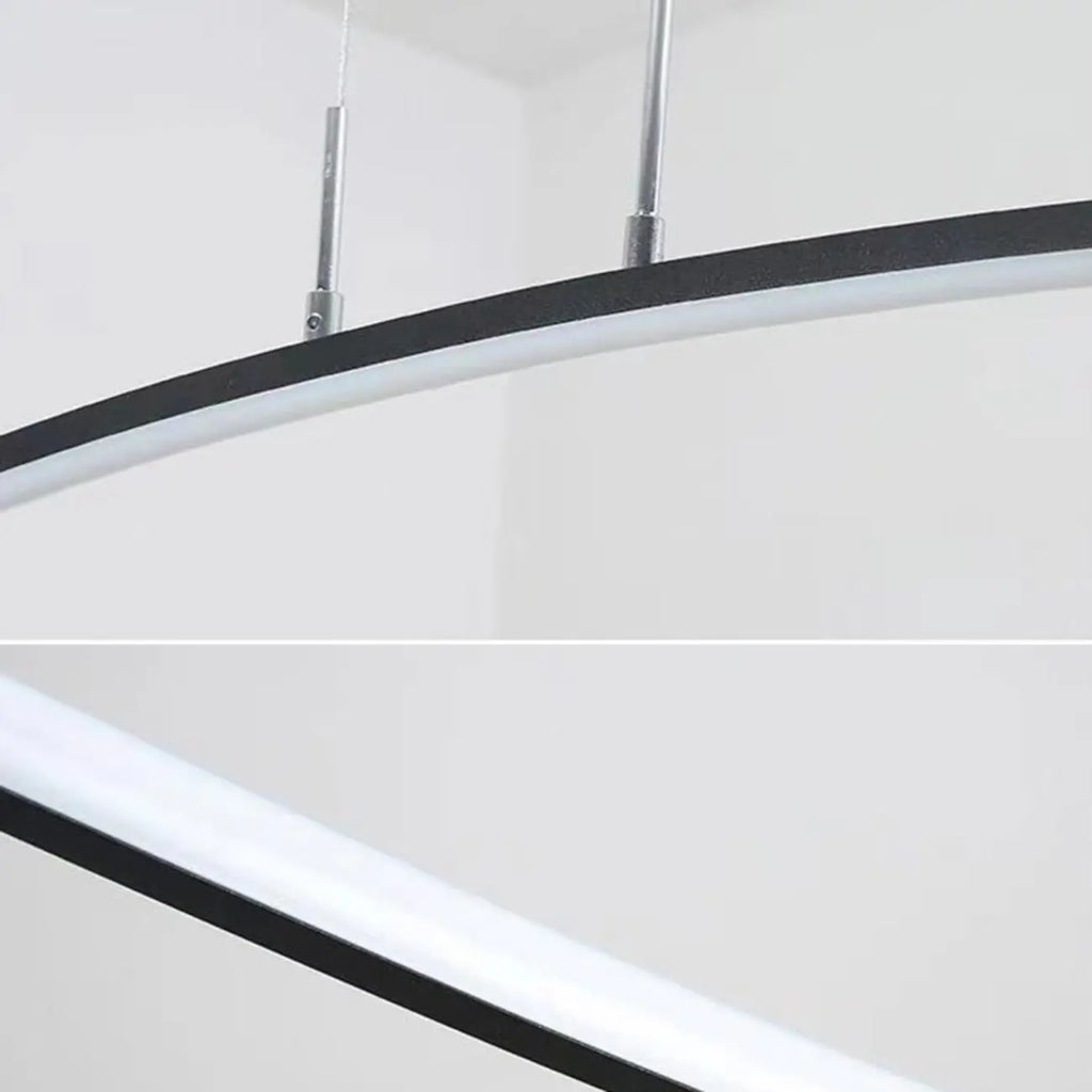 Suspension LED linéaire noire en gel de silice pour îlot de lumière en forme d'arche