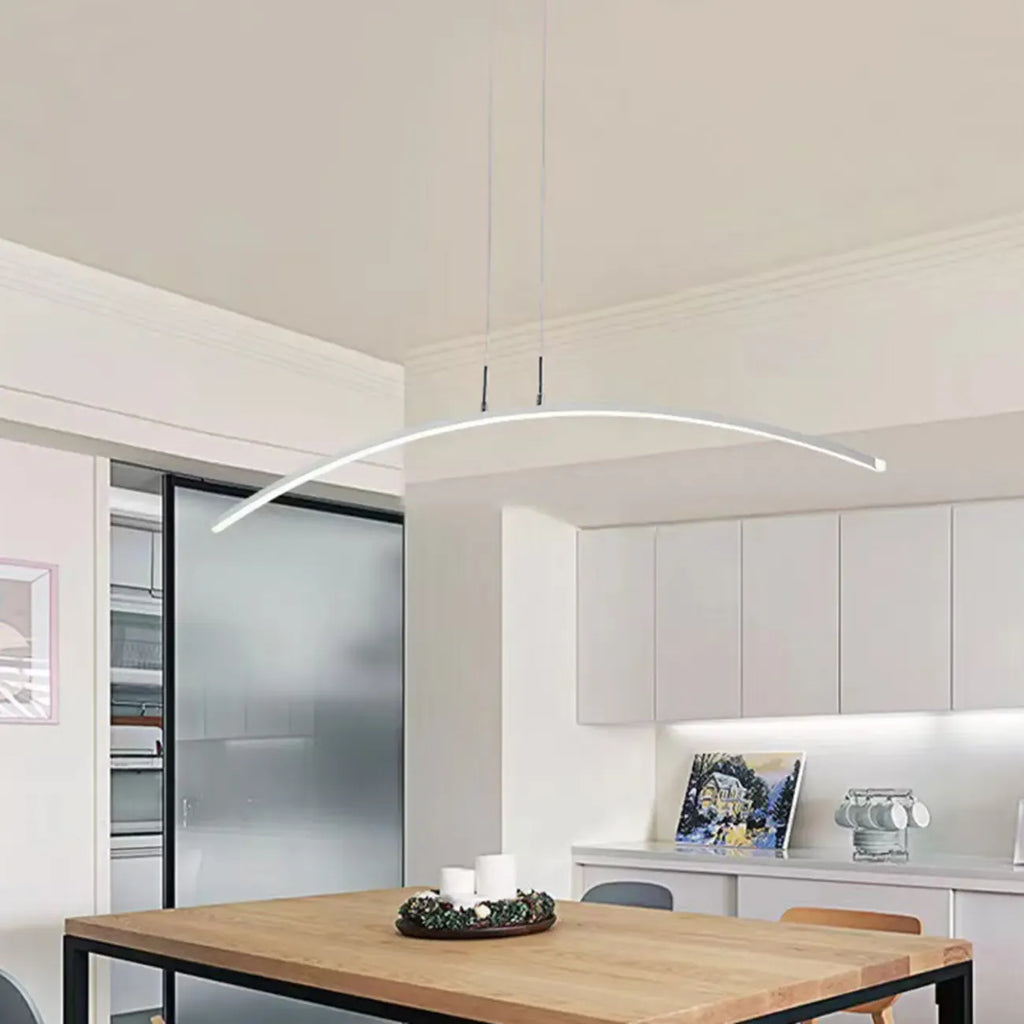Suspension LED linéaire noire en gel de silice pour îlot de lumière en forme d'arche