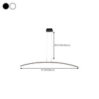 Suspension LED linéaire noire en gel de silice pour îlot de lumière en forme d'arche
