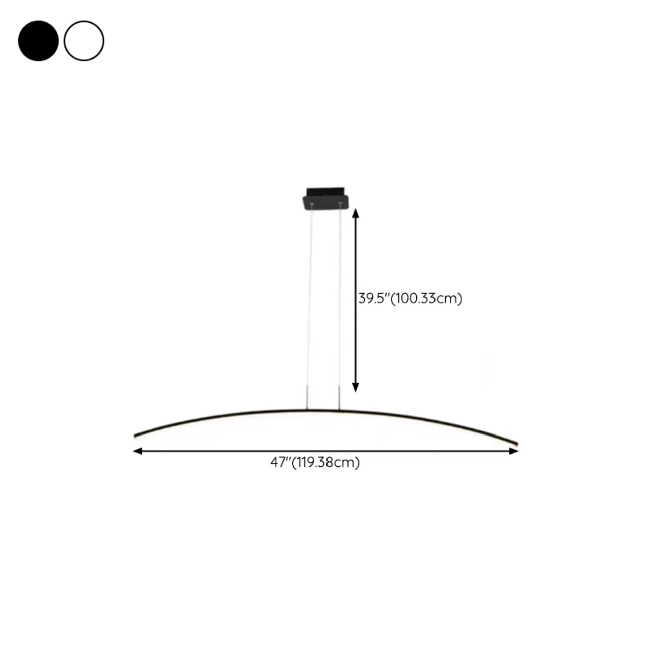Suspension LED linéaire noire en gel de silice pour îlot de lumière en forme d'arche