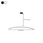 Suspension LED linéaire noire en gel de silice pour îlot de lumière en forme d'arche