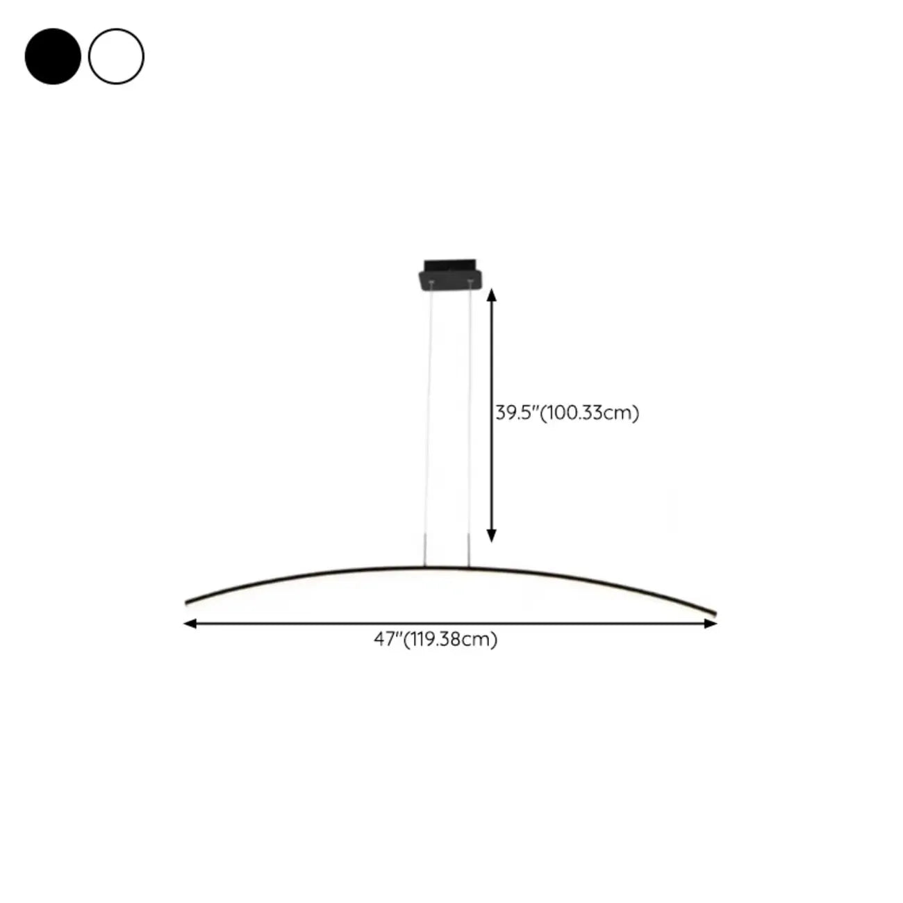 Suspension LED linéaire noire en gel de silice pour îlot de lumière en forme d'arche
