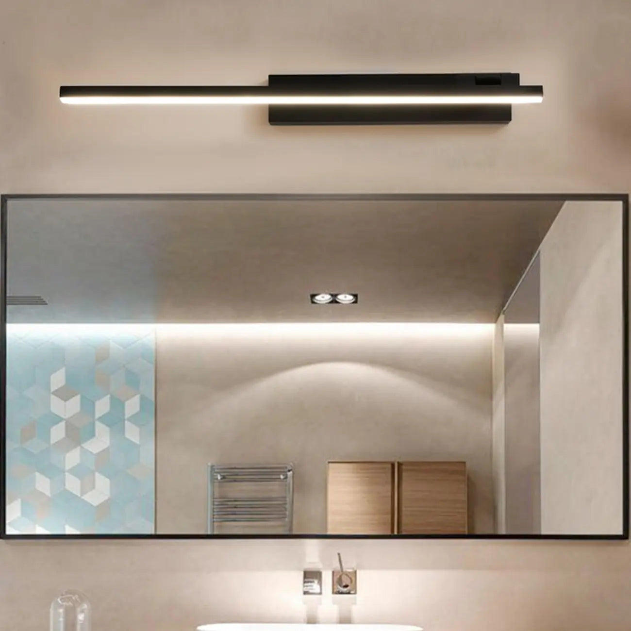 31.5 Applique da bagno lineari nere semplificate