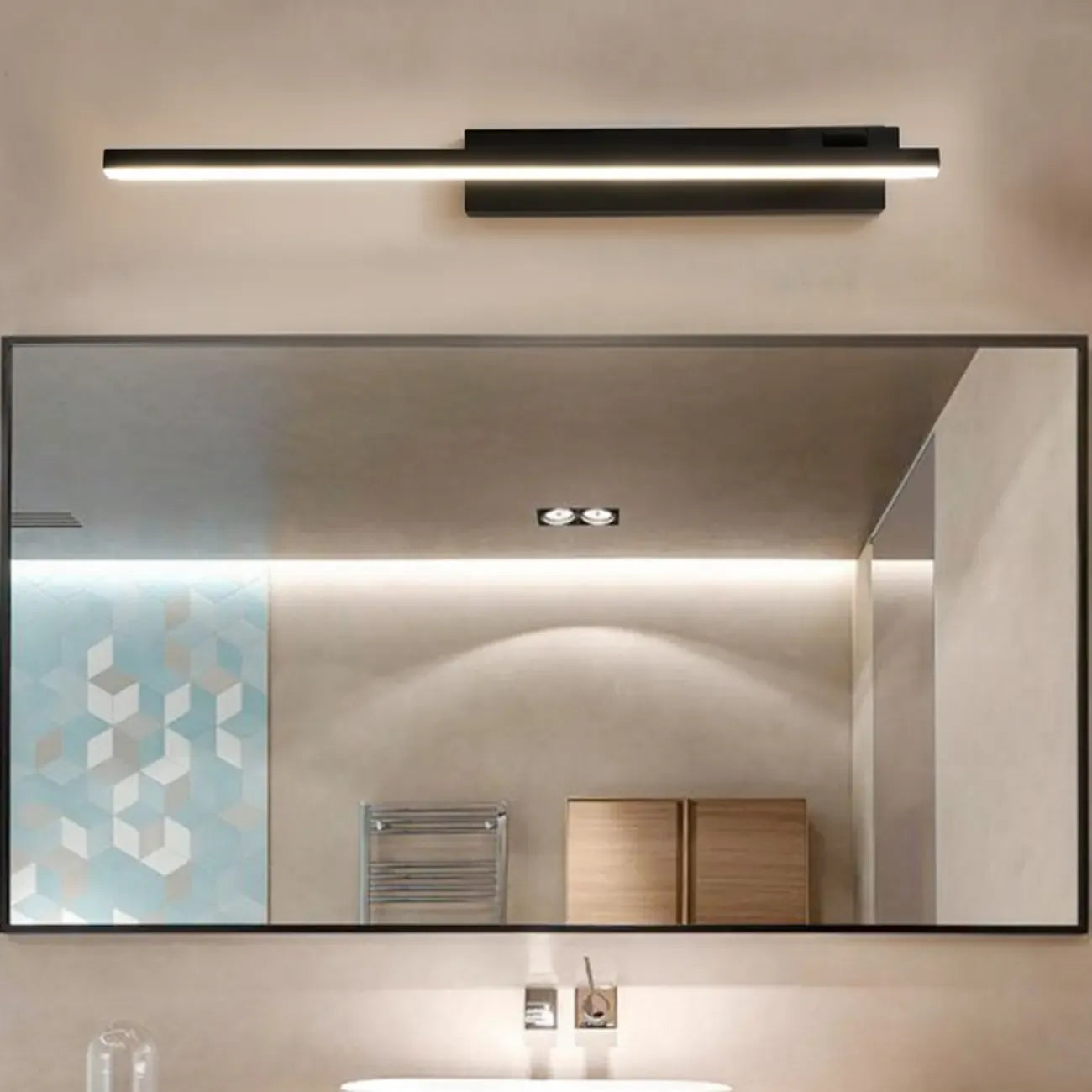 31.5 Applique da bagno lineari nere semplificate