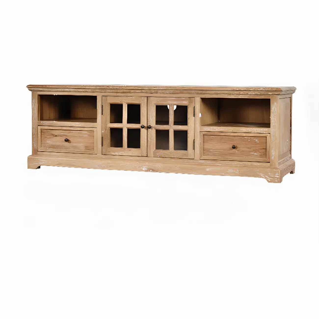 Meuble TV rectangulaire classique en bois massif pour salon