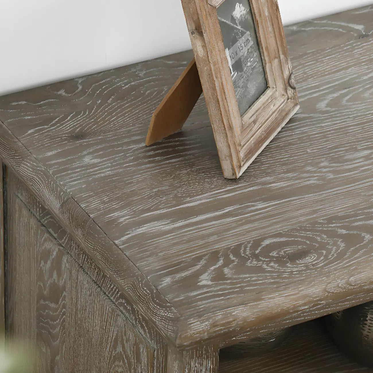 Meuble TV rectangulaire classique en bois massif pour salon