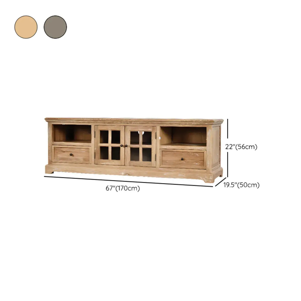 Meuble TV rectangulaire classique en bois massif pour salon