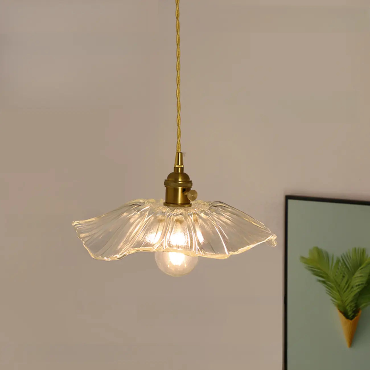 Suspension florale en verre transparent pour salon moderne