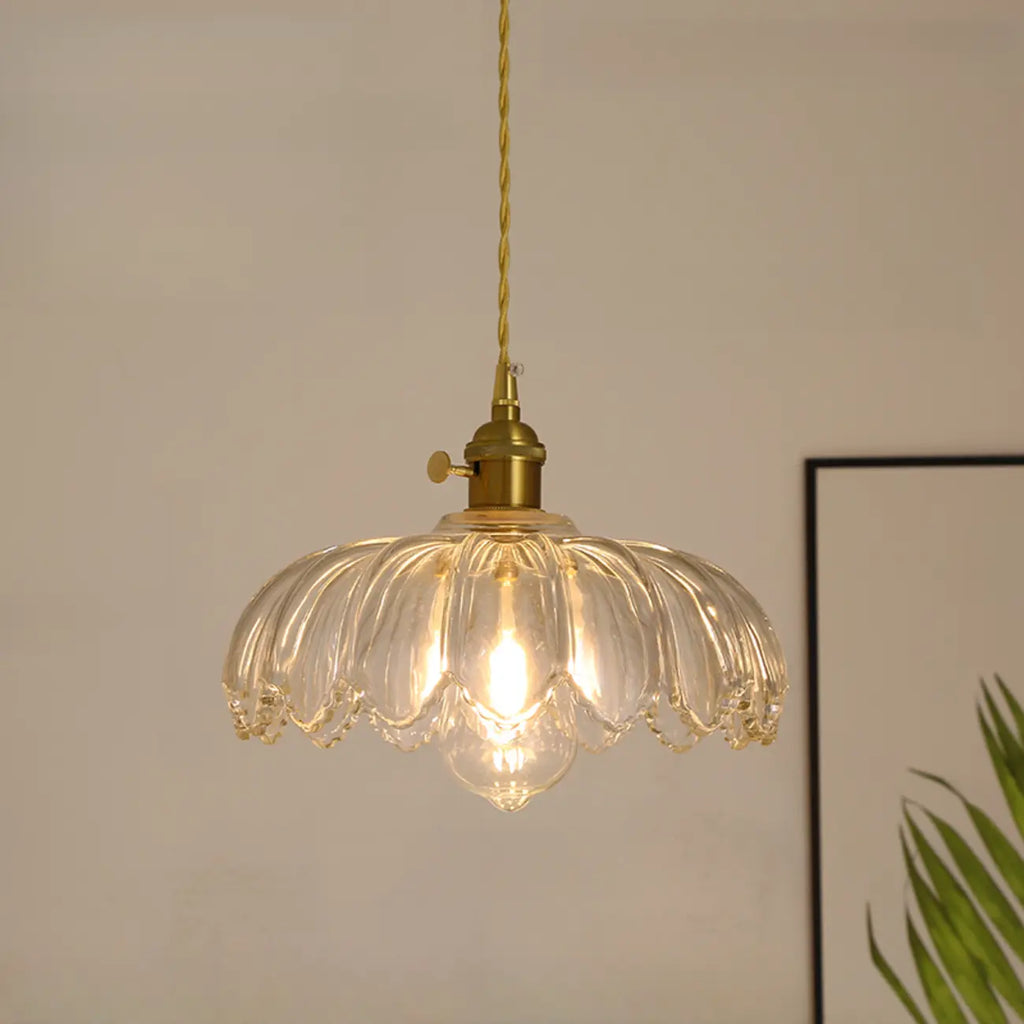 Suspension florale en verre transparent pour salon moderne