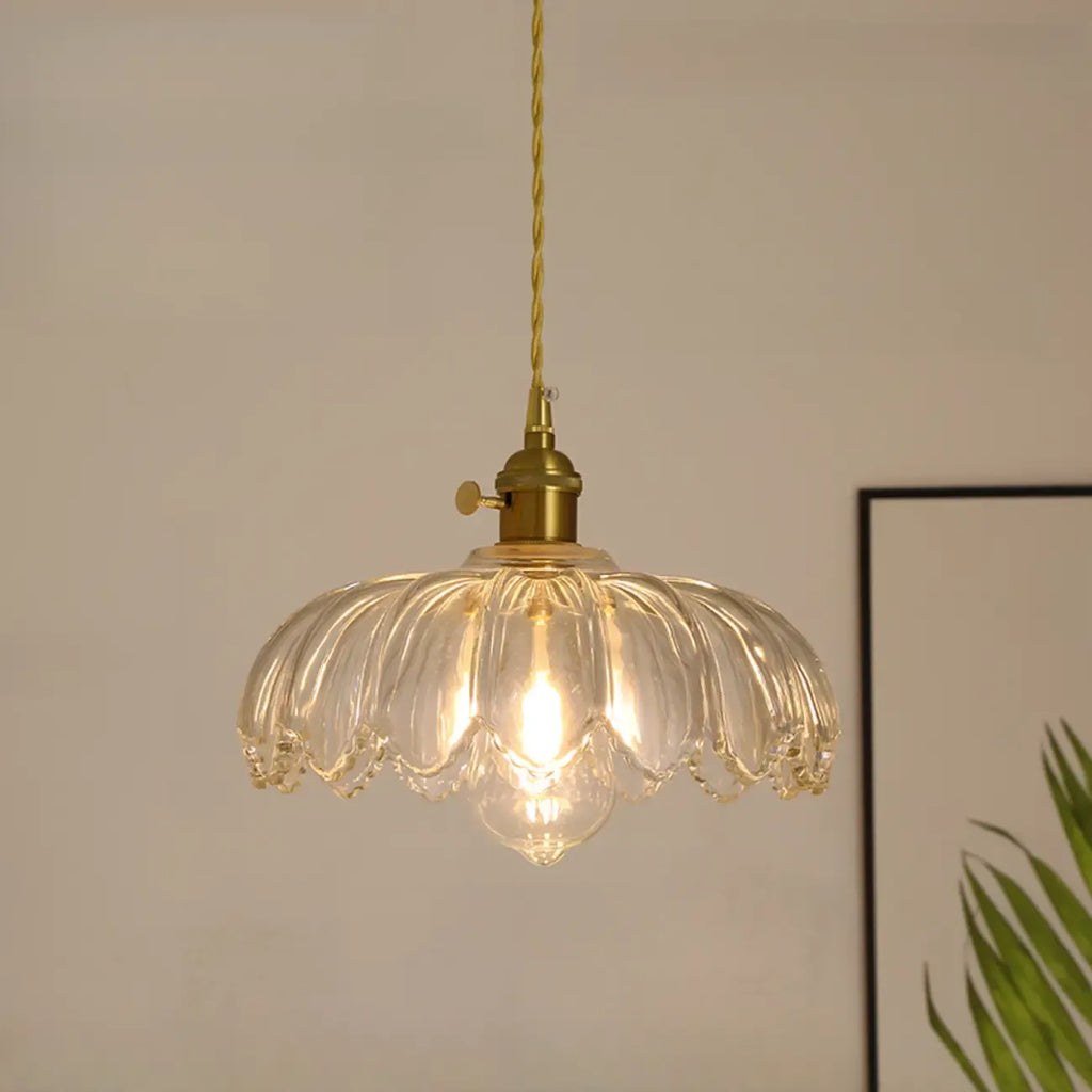 Suspension florale en verre transparent pour salon moderne