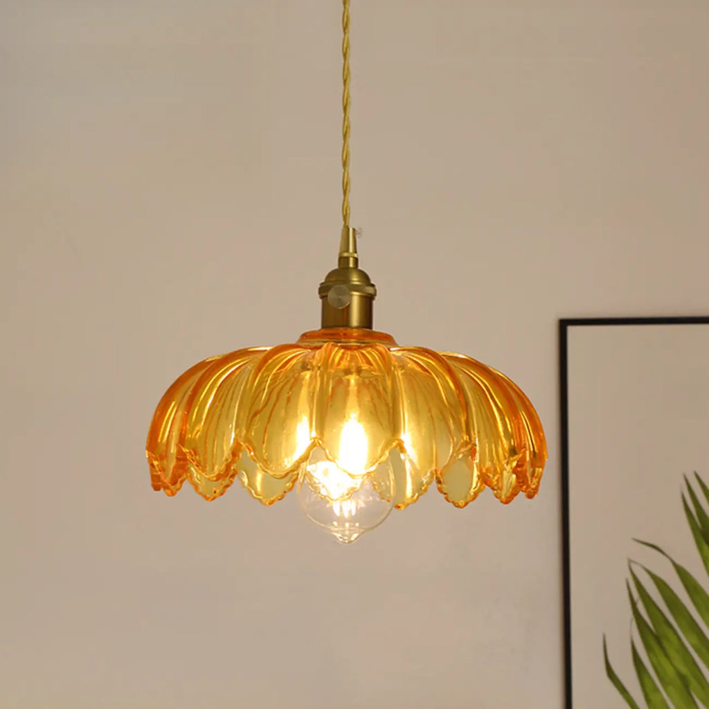 Suspension florale en verre transparent pour salon moderne