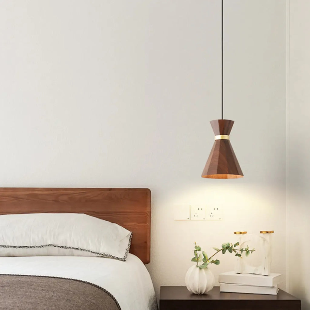 Suspension minimaliste en bois, mini globe, pour chevet