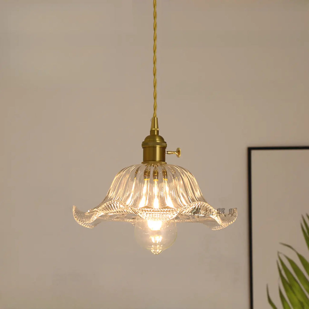 Suspension florale en verre transparent pour salon moderne