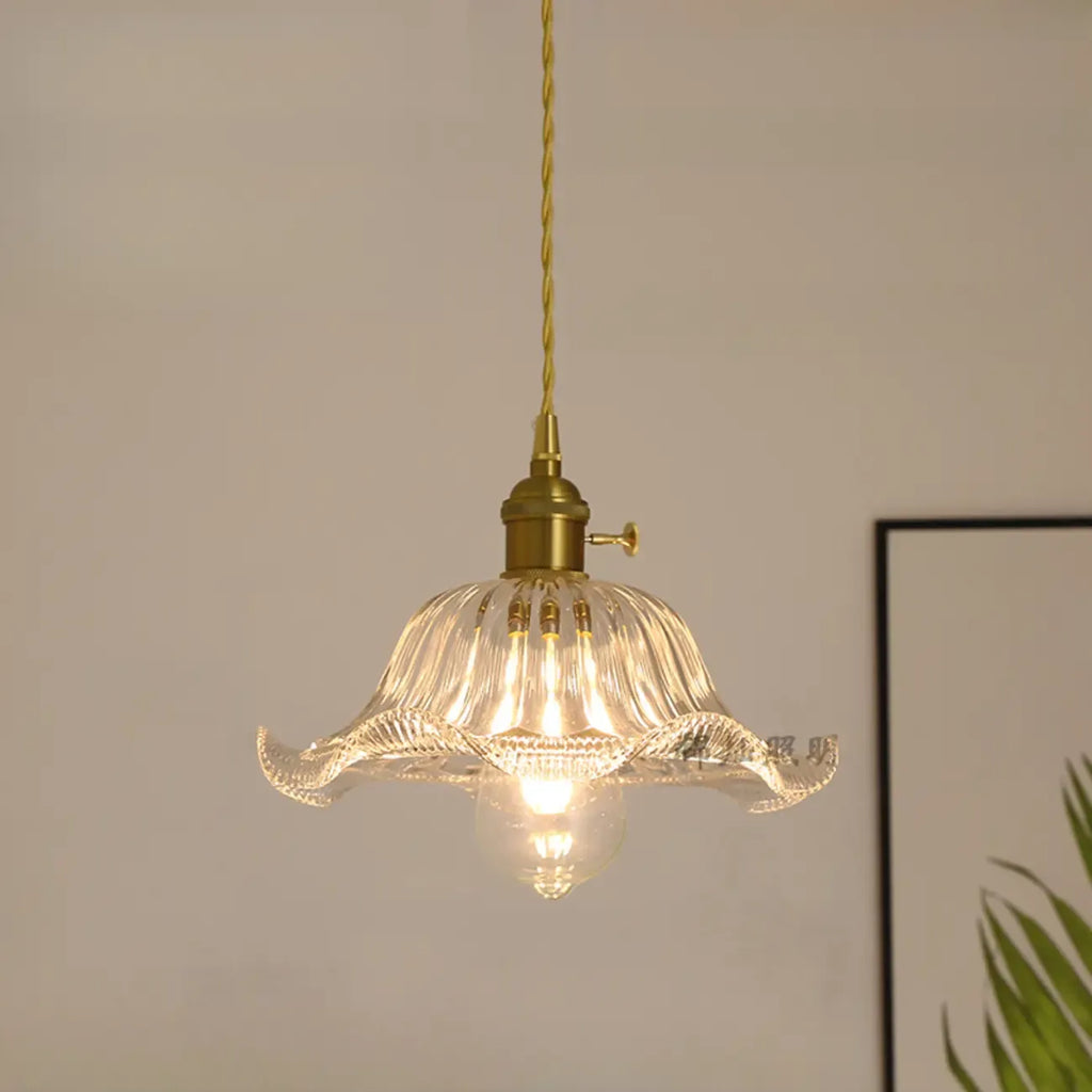 Suspension florale en verre transparent pour salon moderne
