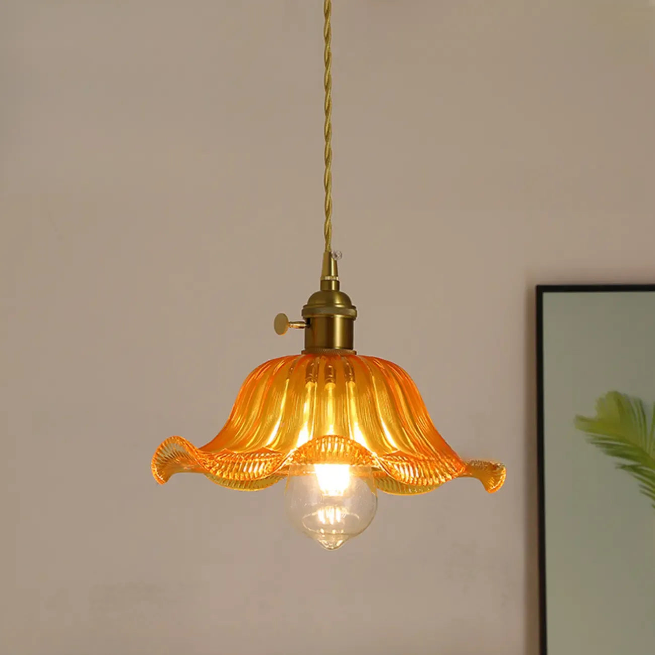 Suspension florale en verre transparent pour salon moderne