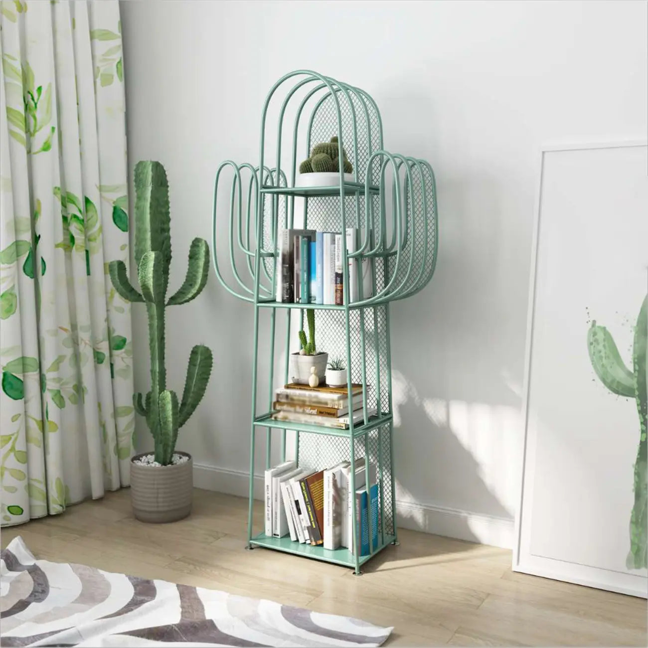 59 Libreria Moderna in Metallo a Forma di Cactus per l'Arredamento della Casa