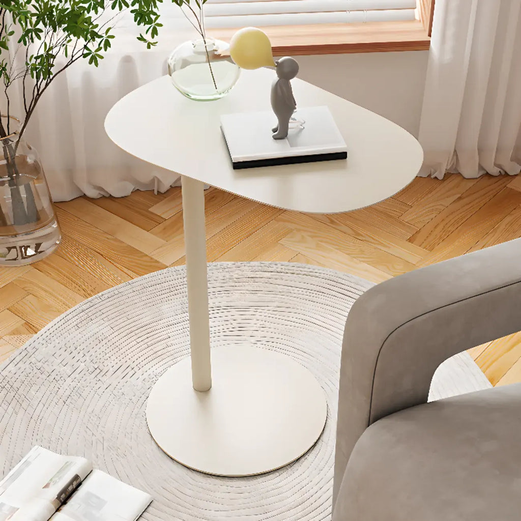 Table d'appoint ronde minimaliste en métal blanc pour salon
