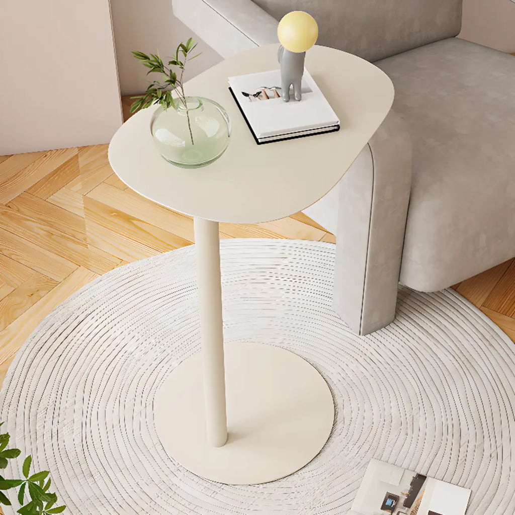 Table d'appoint ronde minimaliste en métal blanc pour salon