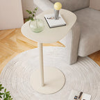 Table d'appoint ronde minimaliste en métal blanc pour salon