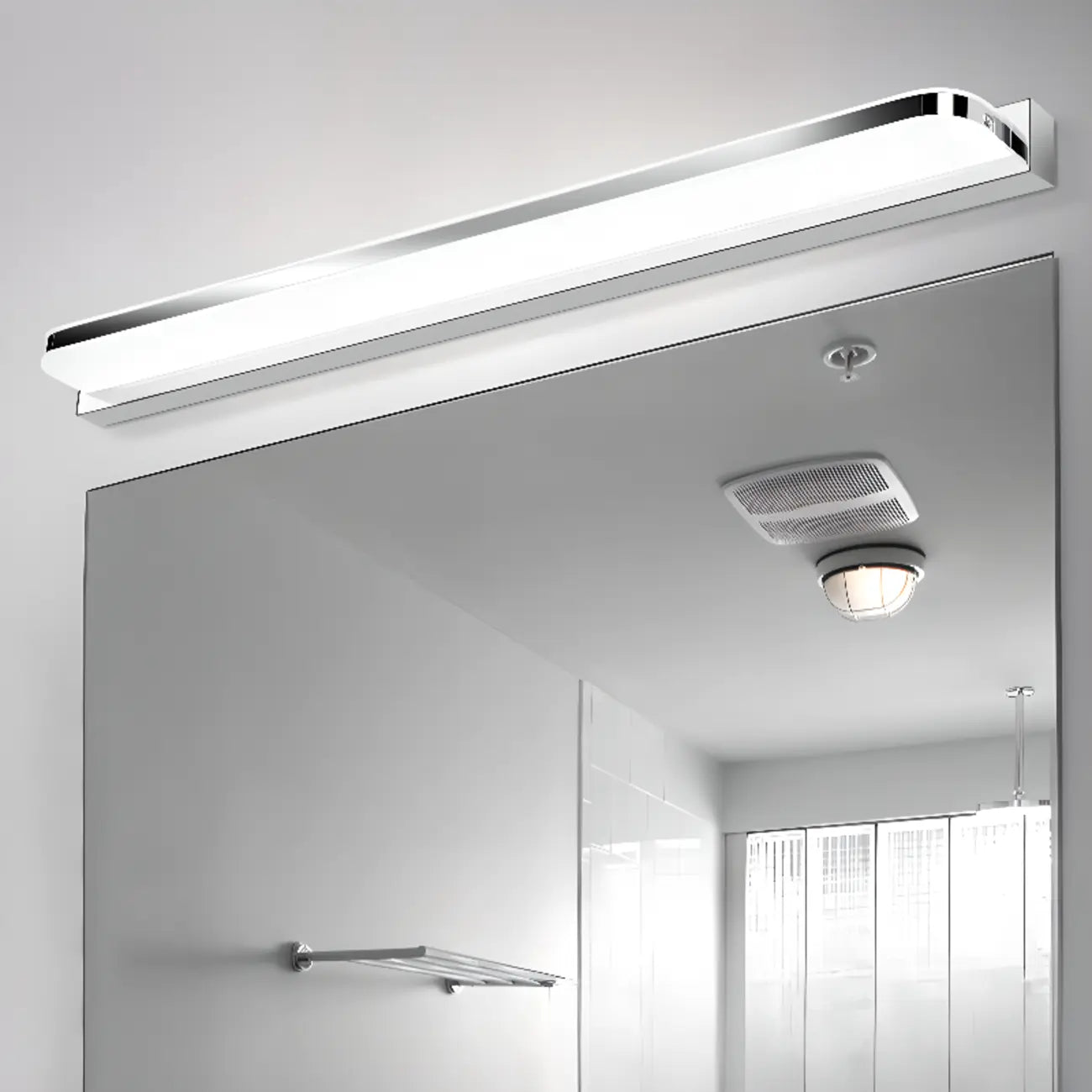 Applique murale géométrique moderne avec abat-jour blanc pour salle de bain