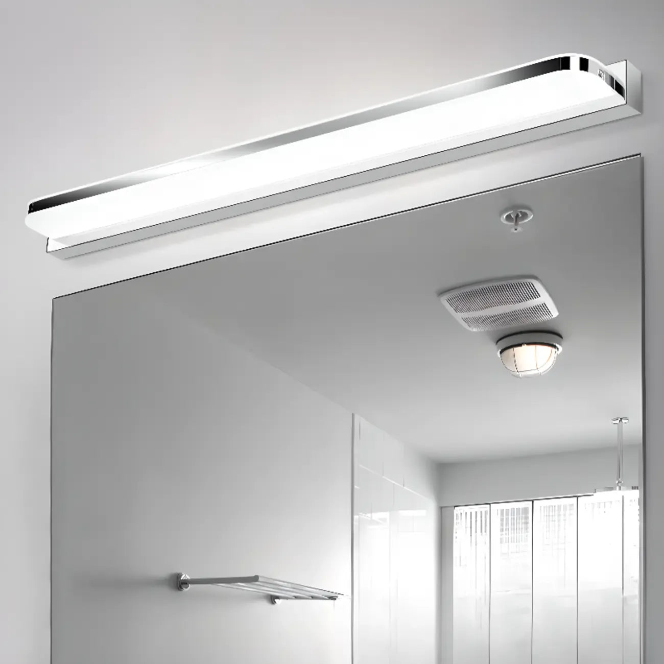 Applique murale géométrique moderne avec abat-jour blanc pour salle de bain