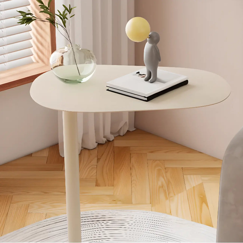 Table d'appoint ronde minimaliste en métal blanc pour salon