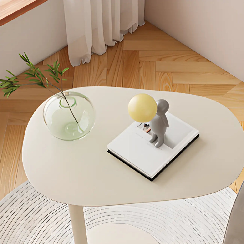 Table d'appoint ronde minimaliste en métal blanc pour salon