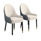 Chaise de salle à manger en similicuir, color block, accoudoirs inclinés et pieds en métal