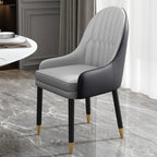 Chaise de salle à manger en similicuir, color block, accoudoirs inclinés et pieds en métal