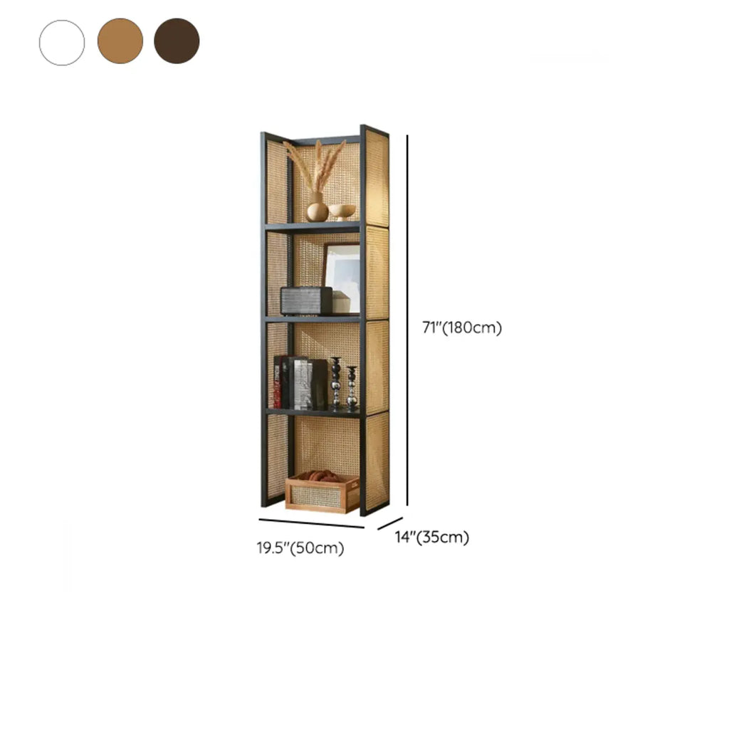 71 Libreria a 3 ripiani moderna in legno con rete e contenitore