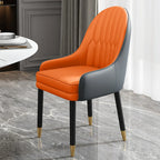 Chaise de salle à manger en similicuir, color block, accoudoirs inclinés et pieds en métal