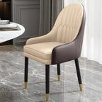 Chaise de salle à manger en similicuir, color block, accoudoirs inclinés et pieds en métal