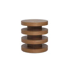 Table d'appoint ronde en bois noir empilé pour salon