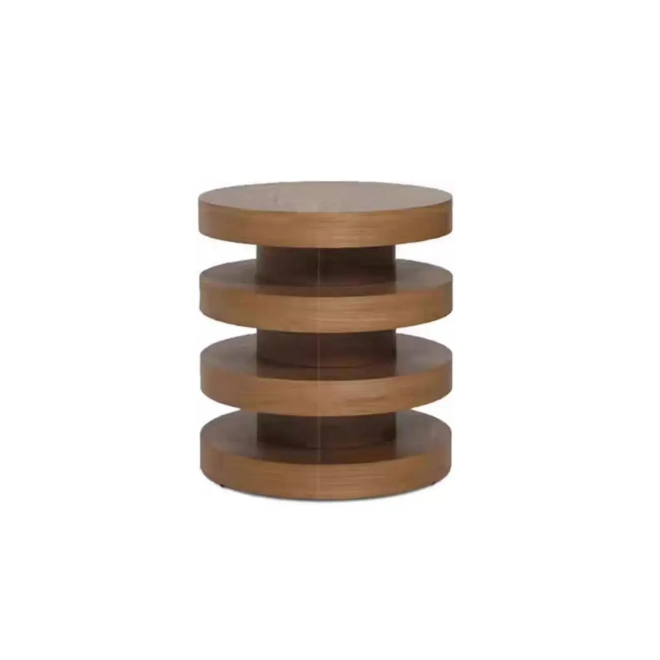 Table d'appoint ronde en bois noir empilé pour salon