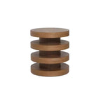 Table d'appoint ronde en bois noir empilé pour salon